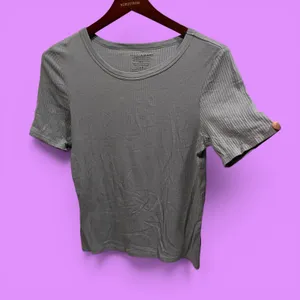 Cute Lucky Brand slate blue ribbed flowy stretchy top normcore classic everyday thumbnail 1