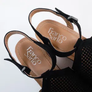 Franco Sarto Black Mesh Wedge Sandals Size 7.5 thumbnail 4