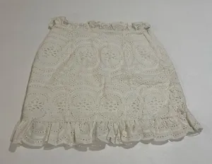 Lovers + Friends Cream Eyelet Ruffle Hem Mini Skirt Size M thumbnail 1
