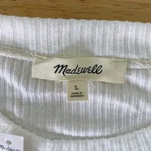NWT Madewell Ribbed Crewneck Long-Sleeve Tee Cream Size L thumbnail 5