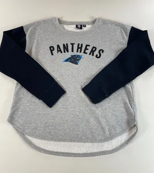 NFL Team Apparel Sweatshirt Size XL Womens Gray Black Panthers Logo High Low Hem thumbnail 1