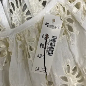 Madewell‎ Top Womens 2XS Embroidered Shirred Puff Sleeve Eyelet Cream NV195 thumbnail 7