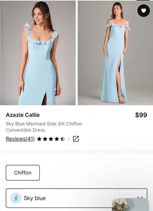 Azazie Bridesmaid Dress Chiffon thumbnail 2