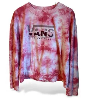 Vans Pink Tie Dye Crop Crewneck Sweatshirt Size Large thumbnail 1