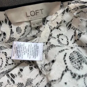 Loft Top Lace Mesh Boho Goth Formal Black White Floral Smocked Wide Sleeve SZ XL thumbnail 8