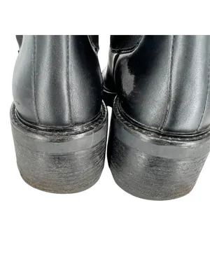 Steve Madden Kiley Black Leather Knit Block Heel Ankle Boots Size 9 thumbnail 10