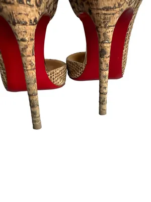 Christian Louboutin Iriza Tan Brown Python Embossed Pointed Toe D Size 7 Women's thumbnail 10