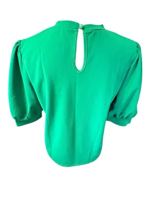 Women's Vibrant Green Puff Sleeve Blouse Size L (20” PTP) thumbnail 4