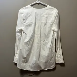 Thakoon Addition Stretch‎ Cotton Top White V-Neck 2 Long Sleeve Pleats thumbnail 4