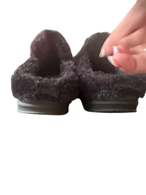 JAMBU Selma Black Faux Fur Mule Clog Slipper Lug Rugged Soles Shoes 7.5 thumbnail 5