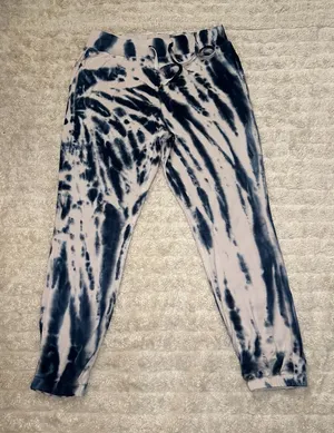Young, Fabulous & Broke athleisure teal/cream tie-dyed joggers Size Large thumbnail 1