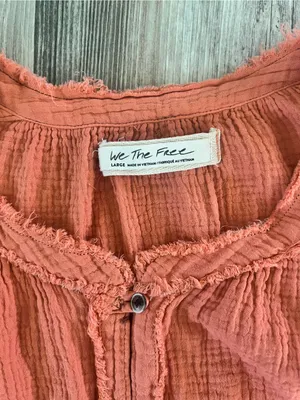 NWT Free People We The Free Button-Front Gauze Shirt/Jacket in Rust Bohemian thumbnail 6