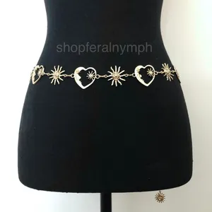 Celestial Gold Sun Heart Crescent Moon Chain Belt, Fits 20–39.5 Inches, X7GA1158 thumbnail 1