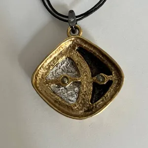 Chico's Abstract Geometric 90s Enamel Pendant Necklace Y2K Boho Leather Strap thumbnail 5