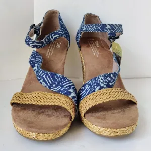 TOMS Clarissa Blue Batik Wedge Sandals | Size 9.5 thumbnail 5