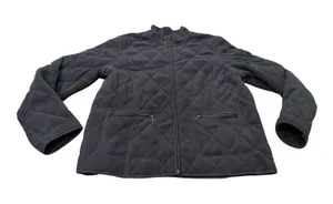 Charter Club Women’s Fleece Quilted Jacket, Size Large, Black Full Zip thumbnail 1