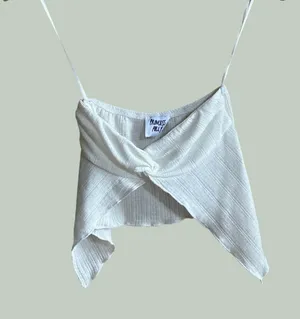 Princess Polly Twist Front Handkerchief Crop Top 2 White Women Ribbed Cami thumbnail 1