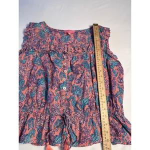 Simply Southern Pink Seahorse Print Ruffle Peplum Cotton Top Womens Medium thumbnail 5