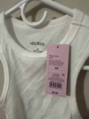wild fable White Ribbed Crop Top Tank thumbnail 3
