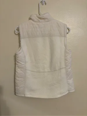 Talbots Petite Small Sherpa Lined Quilted Zip Vest White Cozy Fleece SP thumbnail 8