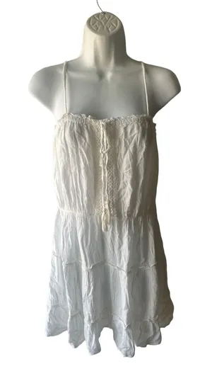 Kiwi & Punch White Faux Tie Front Tiered Sundress Women’s Size L Summer Dress thumbnail 1