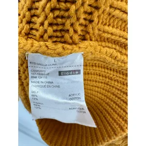 Elodie Women Large Orange Chunky Knit Bubble‎ Sleeve Pullover Sweater CSSR2072 thumbnail 6