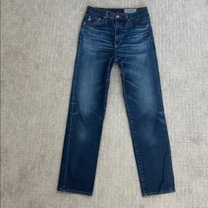 AG Phoebe Vintage High Rise straight leg dark wash ankle crop denim jeans Jean thumbnail 3