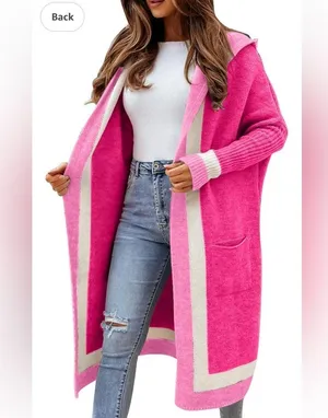 Vibrant Color Block Knit Long Cardigan - Soft & Oversized Size XL thumbnail 5