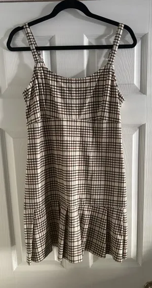 Y2K Hollister Plaid Mini Dress Y2K 90s Pleated L Preppy Academia Grunge Brown thumbnail 1