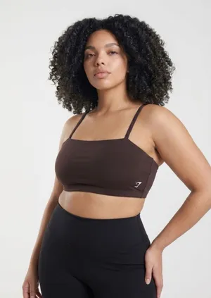 GYMSHARK Women's Brown Square-Neck Bralette thumbnail 1