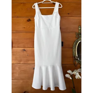 Lulus Moment Maker White Square Neck Trumpet Midi Dress Gala Wedding Medium thumbnail 2