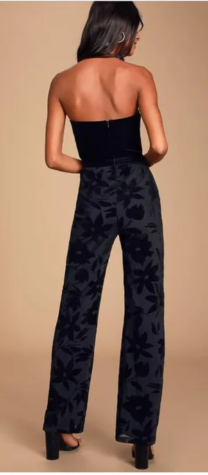 Lulus Velvet Strapless Black Jumpsuit thumbnail 3