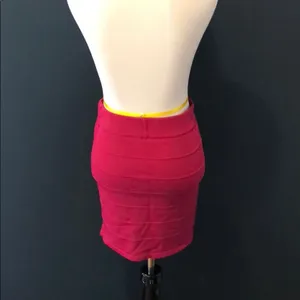 Red Bandage Bodycon Mini Skirt Stretch Fitted Going Out Size Medium thumbnail 3