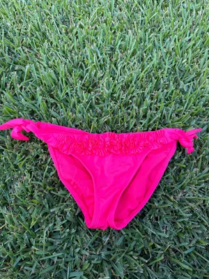 Kenneth Cole New York Hot Pink Ruffle Tie Side Bikini Bottom Size M NWOT $59 thumbnail 2