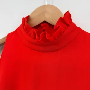ELLIATT Red Ruffle Mock Neck Tiered Mini Dress Sleeveless XS E2081773 Baby Doll‎ thumbnail 2