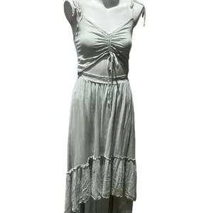 Birch and Stone Sage Green High-Low Maxi Dress w/ Front Cut-Out Size M thumbnail 3