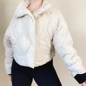 Calvin Klein Jeans Cream Assymetric Zip Cloud Puffer Coat Crop Jacket thumbnail 6