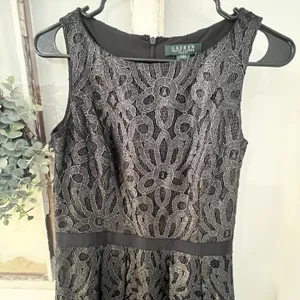 Lauren Ralph Lauren Black Metallic‎ Lace Classy Dress Size 4 pockets thumbnail 4
