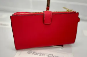 Double Zip Wristlet Wallet Bright Red thumbnail 2