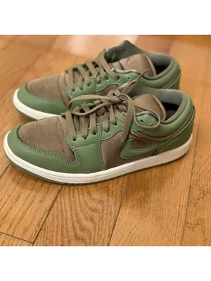 Size 8.5 US Air Jordan 1 Low SE Olive Brown Kelp FB9893-300 Green Brown Leather thumbnail 4