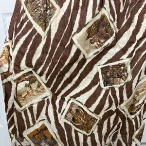 Vintage Leslie Fay Safari zebra print cotton midi skirt thumbnail 7
