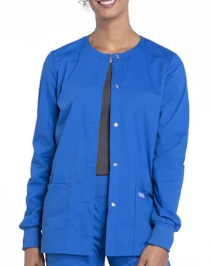 Elle Snap Front Warm Up Scrubs Jacket Blue Size Small thumbnail 1