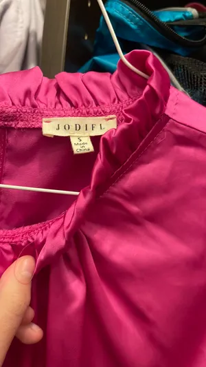 Boutique, Long Sleeve, Hot Pink Silk Top thumbnail 3