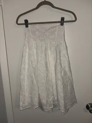 Altar'd State Paige White Strapless Eyelet Mini Dress thumbnail 6