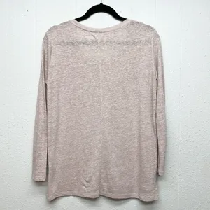 Old Navy Boyfriend Long Sleeve Scoop Neck Top Womens XS Linen Blend Minimalist thumbnail 5
