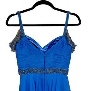 Sherri Hill 50086 Chiffon Beaded Sweetheart Prom Gown Formal Dress Periwinkle thumbnail 9