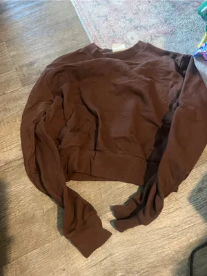 Aritzia Sunday best Brown Women's Cropped Crewneck Sweatshirt thumbnail 4