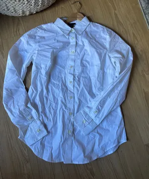 Ann Taylor White Button-Down Cotton Dress Shirt thumbnail 1