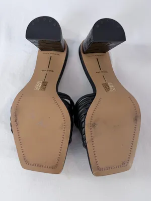 Dolce Vita Square Toe Strap Block Heeled Mules in‎ Croc Embossed Black Size 10 thumbnail 7