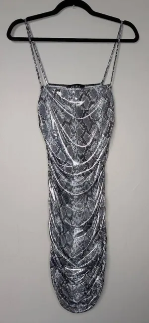 Akira snake print iridescent metallic body con dress Medium thumbnail 1